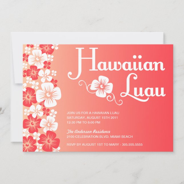 LUAU HAWAIIANO| INVITACIONES DE LAS PARTES (Anverso)