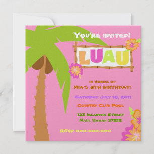 Luau Invitación Rosa