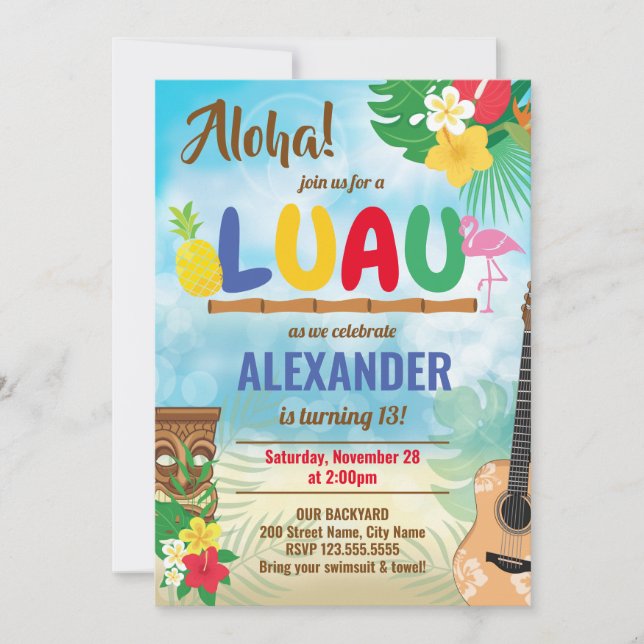 Luau Tropical Boy Birday Party (Anverso)