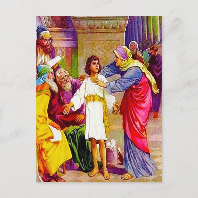 Lucas 2:41-50 Jesús en la postal de la casa de su  (Anverso)