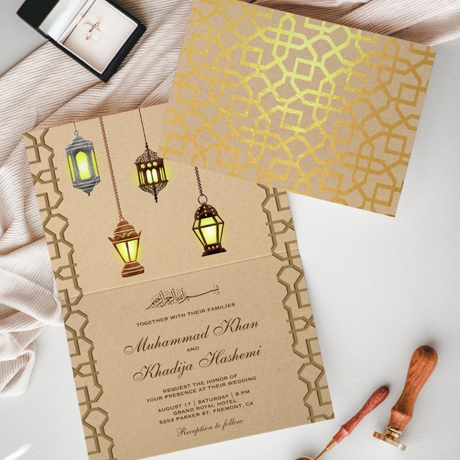 Luces Árabes Rústicas Invitación de Boda Islámica (Subido por el creador)