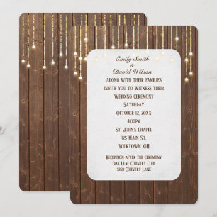 Luces bodas Sobre Invitación A La Madera De Barn