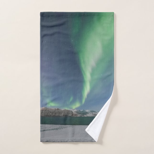 Luces boreales de Noruega (Toalla de mano)