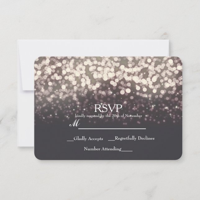 Luces Brillantes Romántico Gris Moderno RSVP de Bo (Anverso)