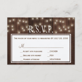 Luces brillantes rústico de la boda rsvp de la mad