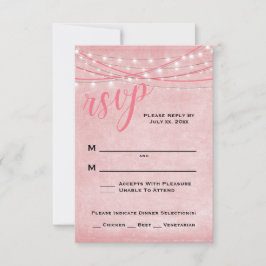 Luces brillantes - Tarjeta RSVP - Tonos rosados