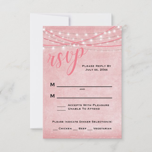 Luces brillantes - Tarjeta RSVP - Tonos rosados (Anverso)