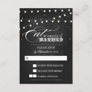 Luces Comer, beber y ser casada tarjeta RSVP