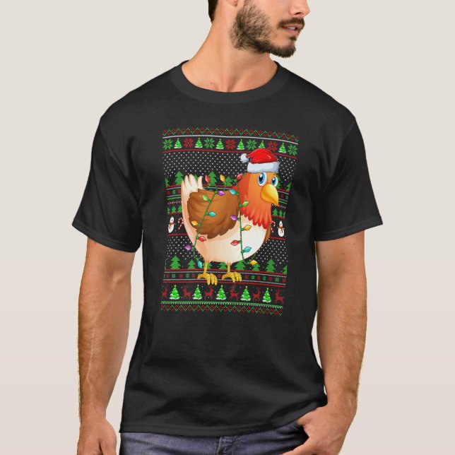 Luces con estilo de suéter feo de Navidad Pollo Pá (Anverso)