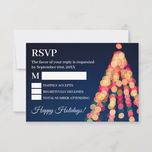 Luces de árbol bokeh, RSVP de Navidad (Anverso)