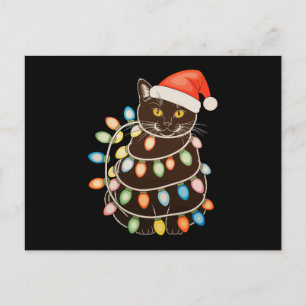 Luces de árbol de Navidad de gato negro sombrero d