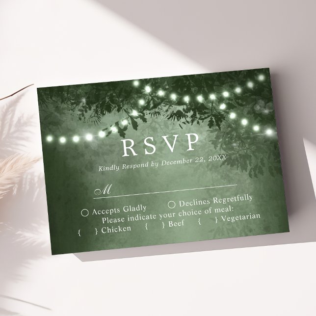 Luces de árbol rústico verde RSVP boda bosque (Subido por el creador)