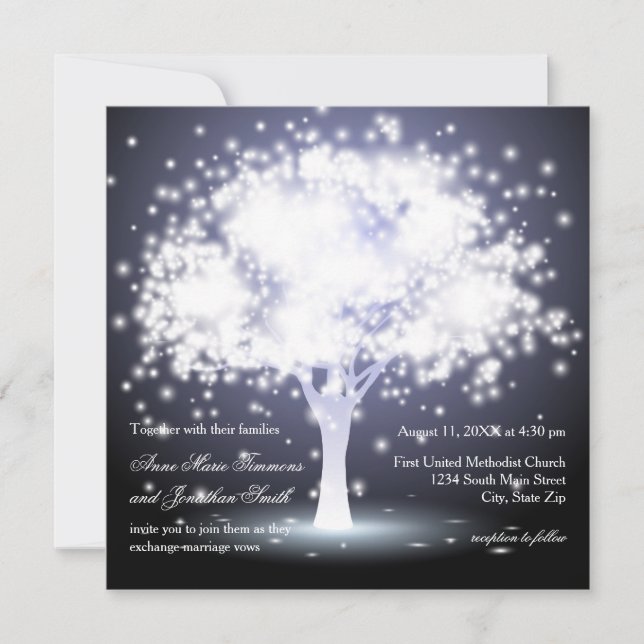 Luces de árbol singulares - Invitación a la boda (Anverso)