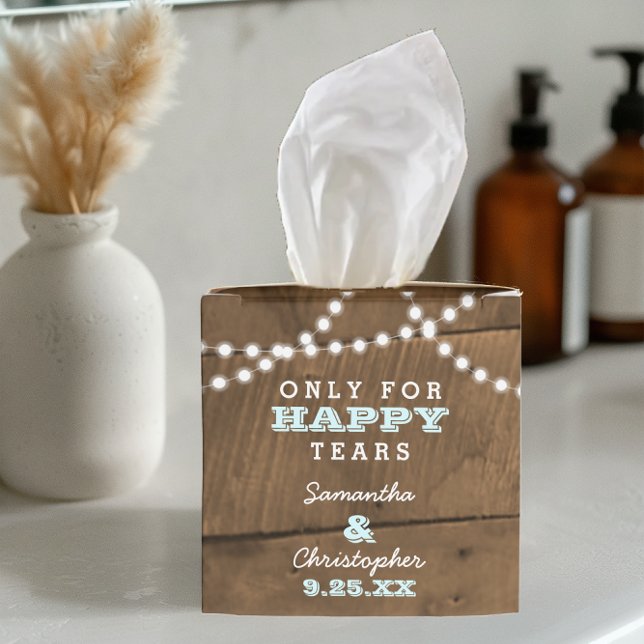 Luces de Barnwood Aqua Mini Cajas de tejidos Bodas (Subido por el creador)