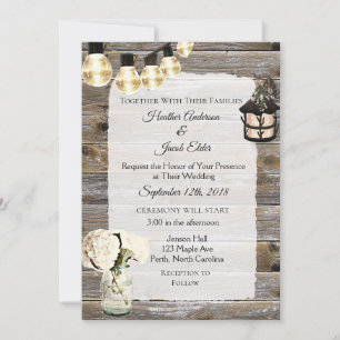 Luces de Boda de madera e invitaciones a la respir