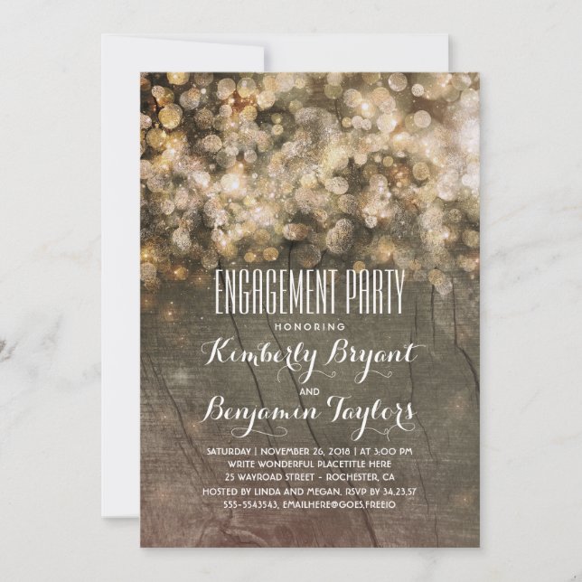 Luces de brillo dorado de madera rústica para fies (Anverso)