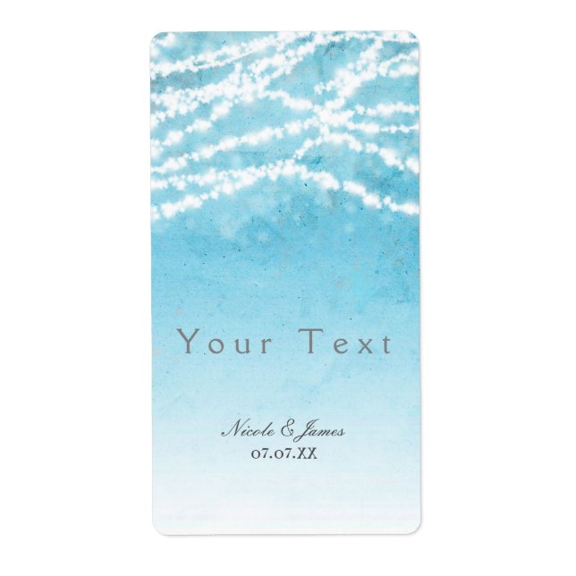 Luces de Cadena Celestiales Etiqueta de Vino Azul  (Frente)