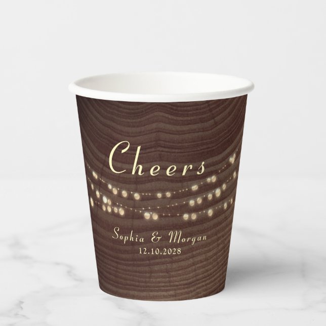 Luces de Cadena de Cheers Vasos de Papel para Boda (Anverso)