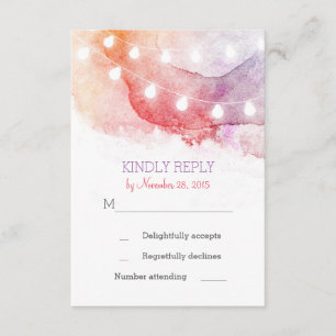 luces de cadena de color de agua tarjetas RSVP