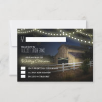 Luces de Cadena de Granja Tarjetas de RSVP de Boda