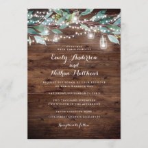 Luces de cadena de hoja rústica Invitación de boda
