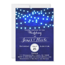 Luces de Cadena de Noche Rústica Azul Invitación d