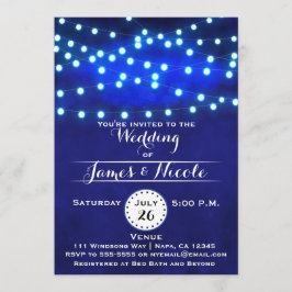 Luces de Cadena de Noche Rústica Azul Invitación d