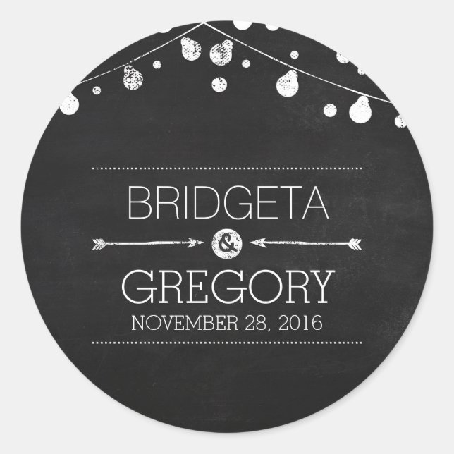 luces de cadena de pizarra adhesivos de boda (Anverso)