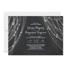 Luces de cadena Fondo Invitación a la boda románti