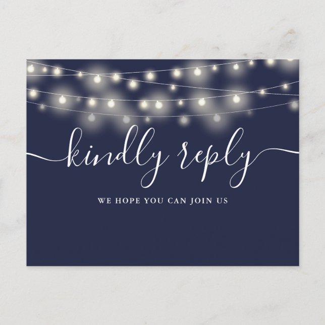 Luces de Cadena Tarjeta de RSVP de Canción Azul Ma (Anverso)