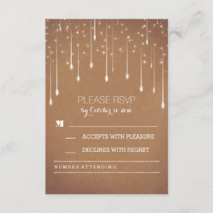 luces de cadena tarjetas RSVP de boda modernas