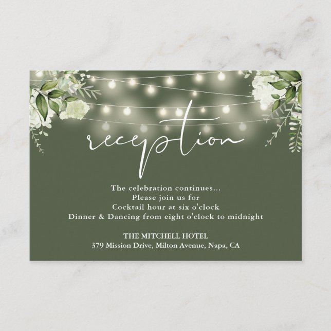 Luces de Cadena Verde Oliva Recepción de Boda Flor (Anverso)