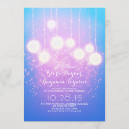 luces de cadena y farolillos invitación de boda az