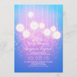 luces de cadena y farolillos invitación de boda az