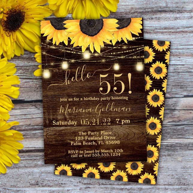 Luces de Cadenas de Girasoles Invitación de Cumple (Subido por el creador)