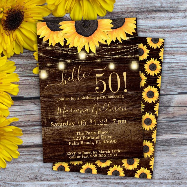 Luces de Cadenas de Girasoles Invitación de Cumple (Subido por el creador)
