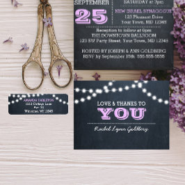 Luces de Chalkboard Lilac Bat Mitzvah Gracias Nota