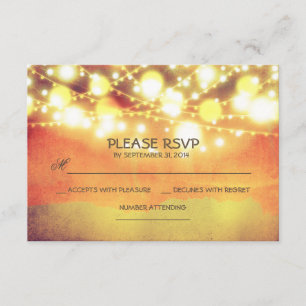 luces de cuerda brillan boda rústica RSVP