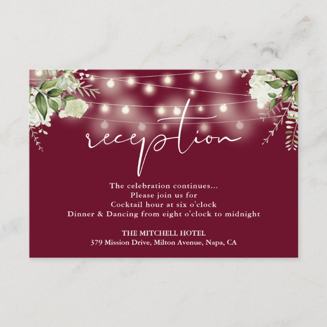 Luces de Cuerda de Borgoña para Recepción de Boda  (Anverso)