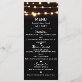 Luces de Cuerda de Brillo Ámbar Menú de Boda Elega