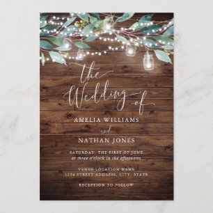 Luces de cuerda de hoja rústica Invitación a la bo