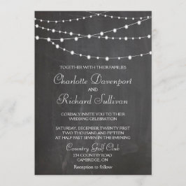 Luces de cuerda en la invitación a la boda en piza