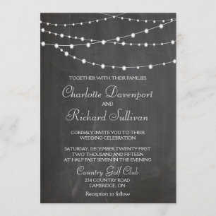 Luces de cuerda en la invitación a la boda en piza