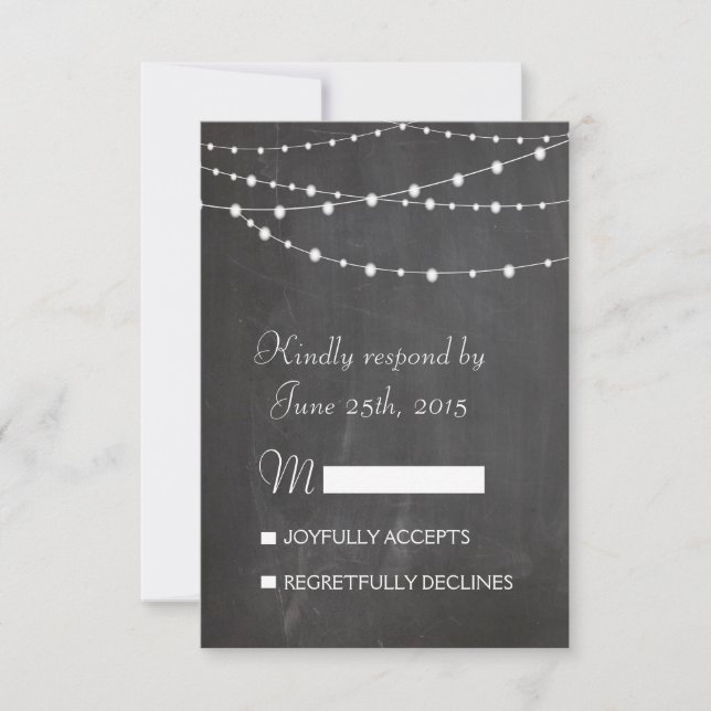 Luces de cuerda en la tarjeta RSVP de boda de piza (Anverso)