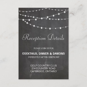 Luces de cuerda en tarjeta de recepción de boda en