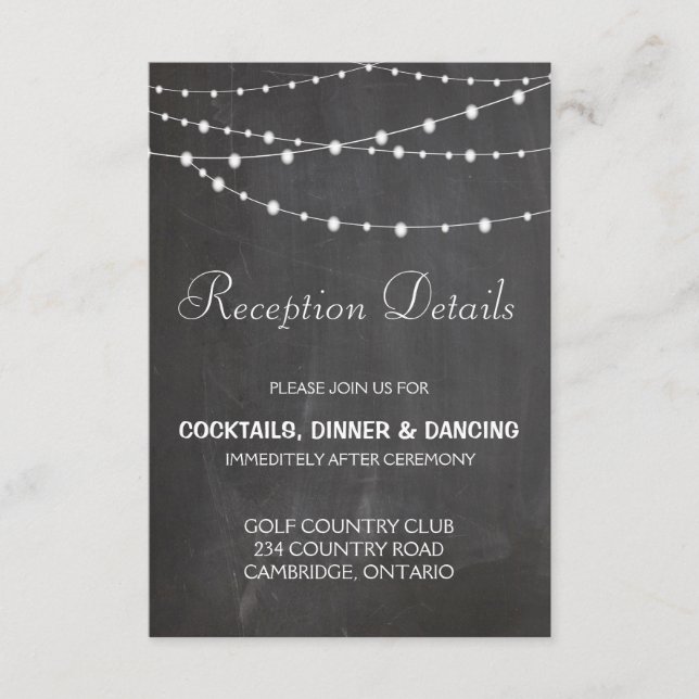 Luces de cuerda en tarjeta de recepción de boda en (Anverso)