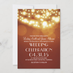 Luces de cuerda invitaciones de boda elegantes nar