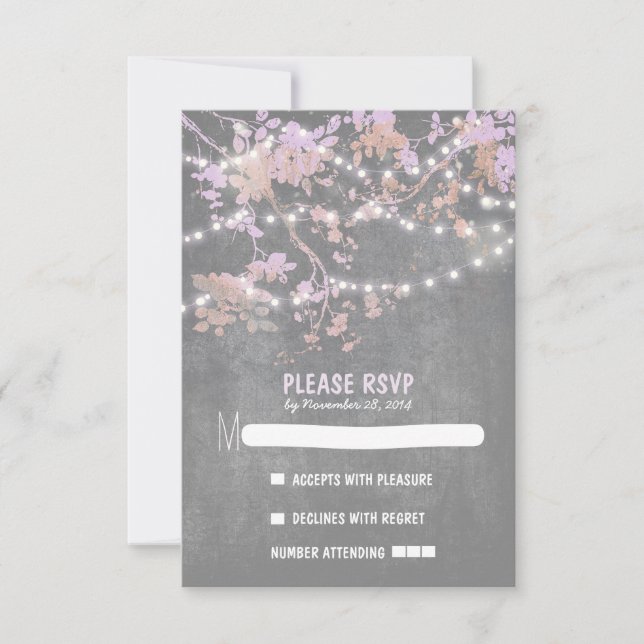 Luces de cuerda modernas tarjetas RSVP de boda rús (Anverso)
