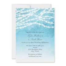Luces de Cuerda Rústicas Invitación de Boda Azul