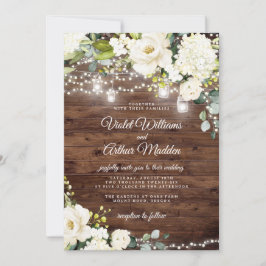 Luces de Cuerda Rústicas Invitación de Boda Floral